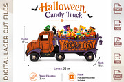 Pumpkin Candy Truck Laser Cut, an Object Graphic by WoodoraCut (Thumbnail 2 of 9)