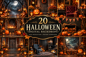 Halloween Digital Backdrop BUNDLE