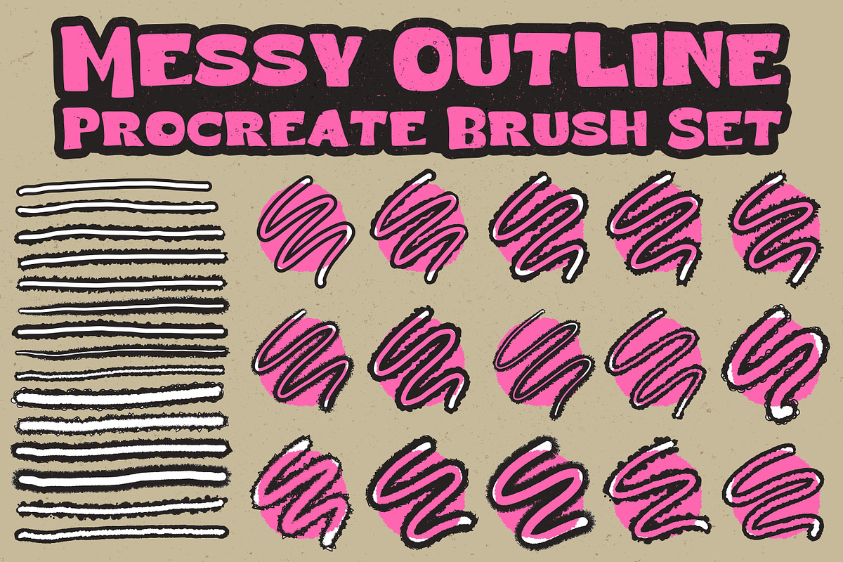 Procreate Messy Outlines Brush Set, a Brushes & More by Heather Green Designs (Photo 1 of 9)