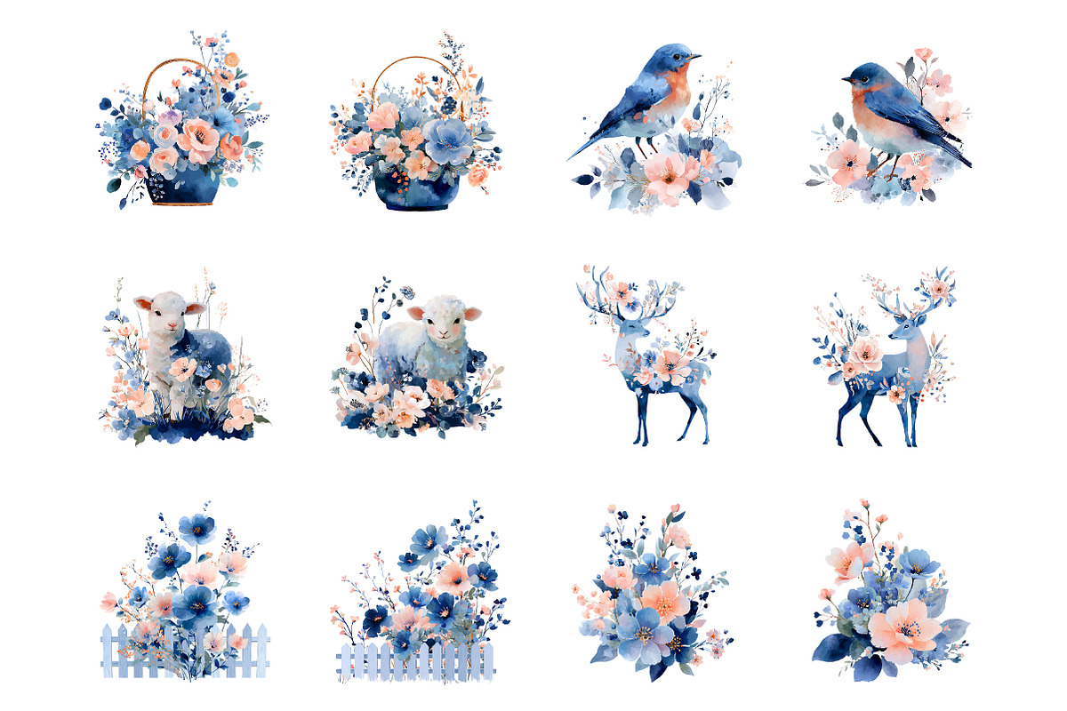 Soft spring florals clipart, an Illustration by SinaCreation (Photo 2 of 11)