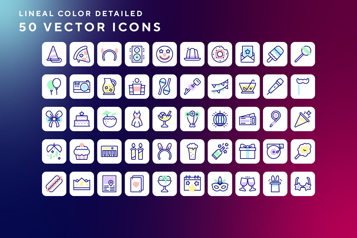 Party and celebration icons, an Outline Icon by Wencory (Photo 1 of 2)