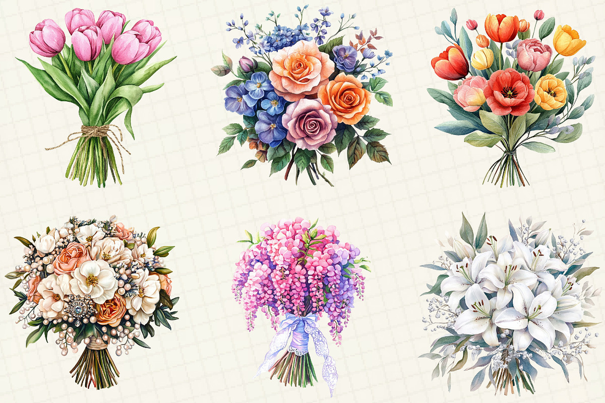 Wedding Flower Bouquet Clipart, an Illustration by OK Design (Photo 3 of 5)