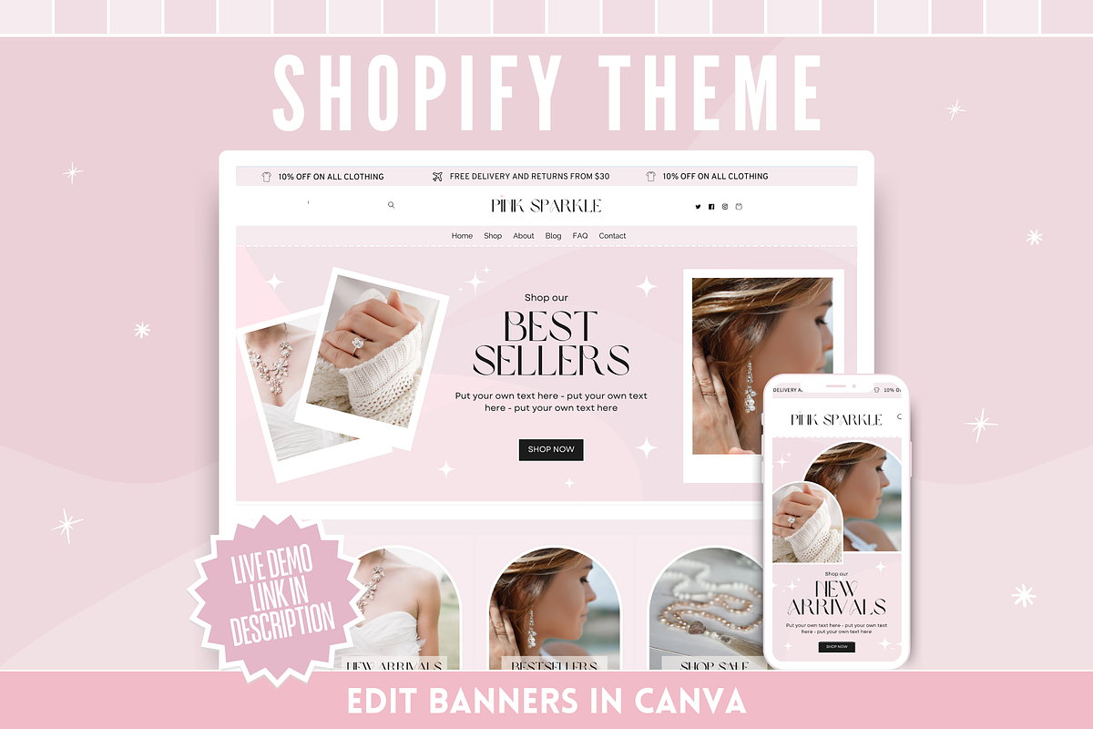 Pink Sparkle Shopify Theme, a Shopify Template by SunshineStudioBoutique (Photo 1 of 10)