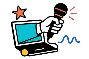 Creative digital microphone held, a Technology Illustration by ZinetroN