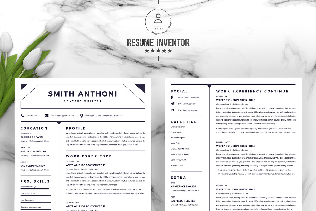 Simple Clean Word Resume Template, a Resume Template by ResumeInventor