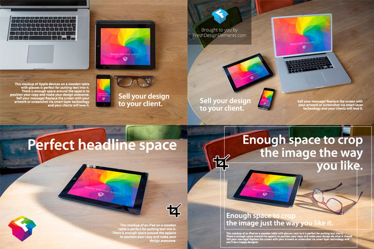 7 Real Photo Apple Device Mockups, an iPad Mockup by Fresh Design Elements (Photo 2 of 3)
