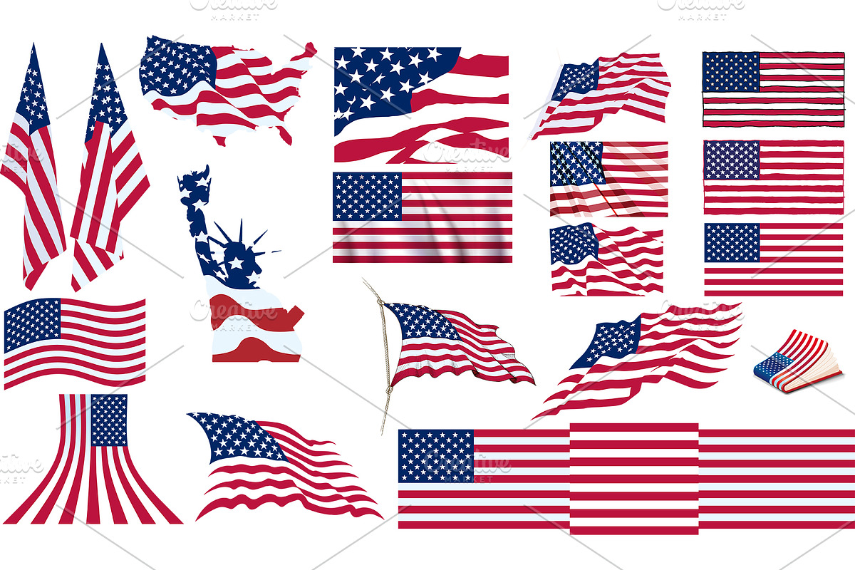 USA FLAG SET, an Illustration by Sharpner