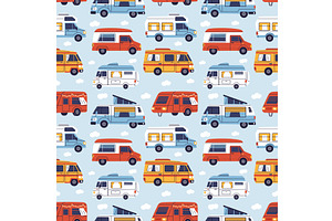 Cartoon camper seamless pattern, an Object Illustration by YummyBuum