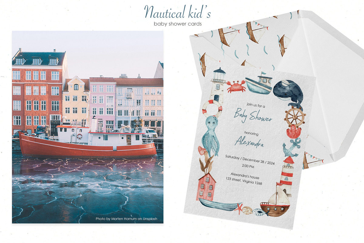 Nautical kids watercolor, a Transportation Illustration by Marina Ermakova (Photo 8 of 12)
