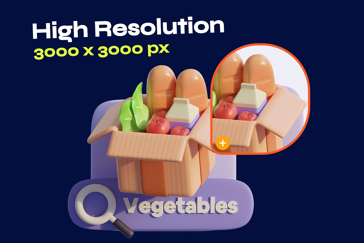 Shopping & Grocery 3D Icon Pack, a Food & Drink 3D Model by orenjidesign (Photo 3 of 8)