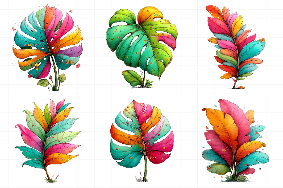 Whimsical Summer Tropical Leaf Clipa, an Illustration by Daily.Designs (Photo 4 of 7)
