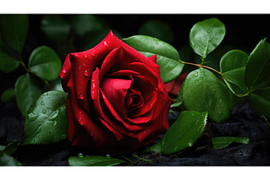 striking rose red ai generated, a Nature Photo by pikepicture
