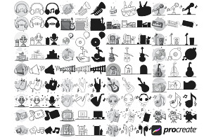 Music Icons Outline Silhouette Set 2