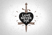 Vintage Label Love Never Die, an Illustration by Ezepov (Thumbnail 1 of 2)