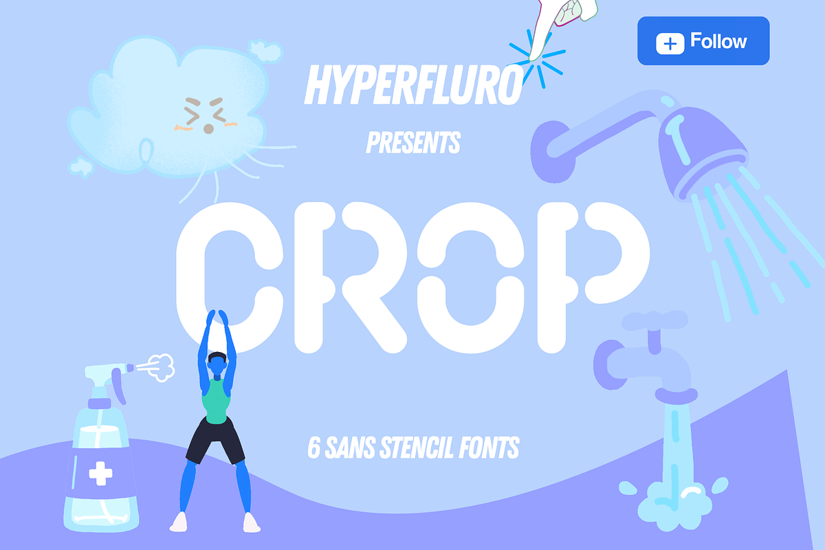 Crop Stencil Font Family 6 Fonts, a Sans Serif Font by HyperFluro (Photo 1 of 8)