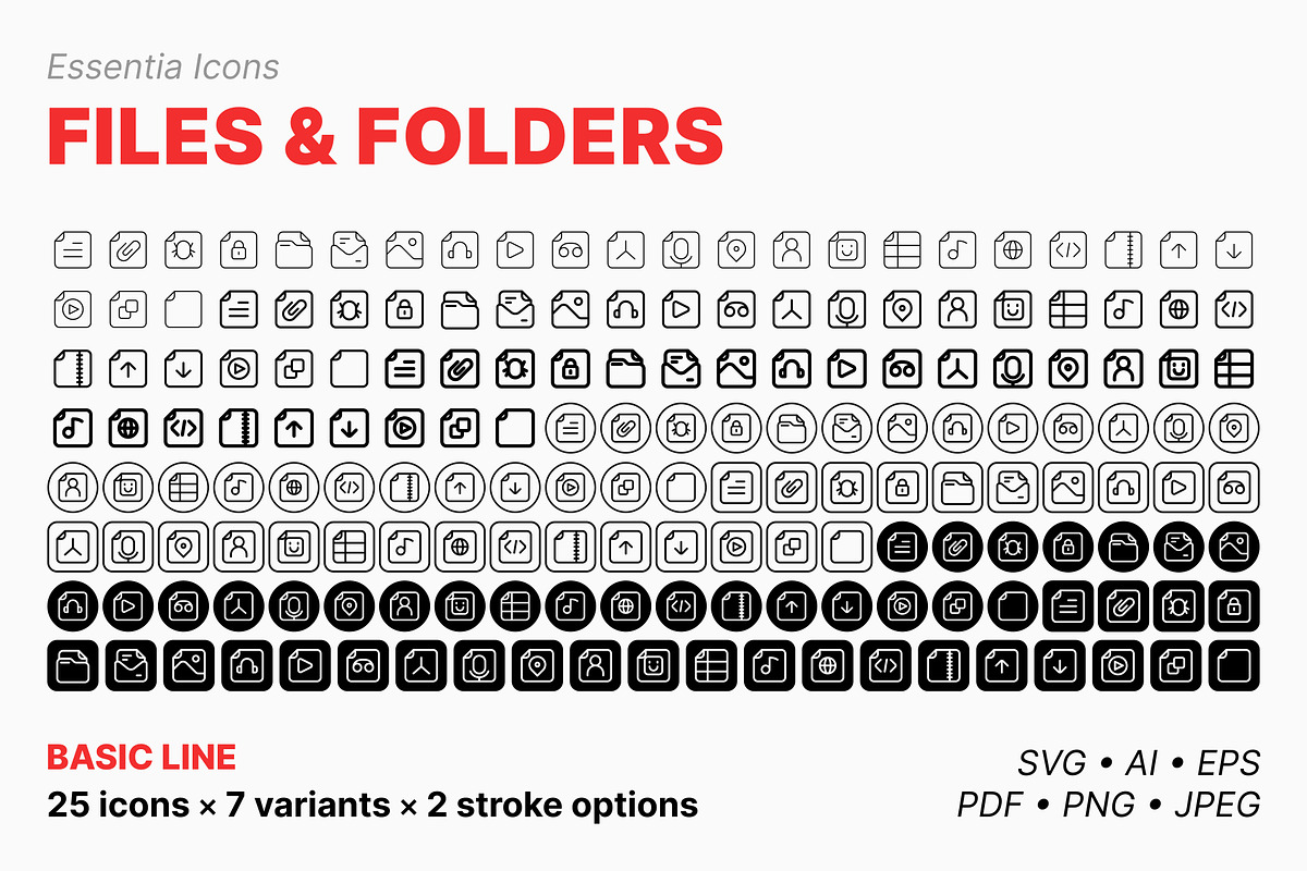 Files & folders icons (Line), an Outline Icon by Totto House (Photo 2 of 3)