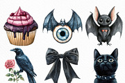 Watercolor Cartoon Goth Clipart, an Illustration by Craft Nest (Thumbnail 4 of 6)