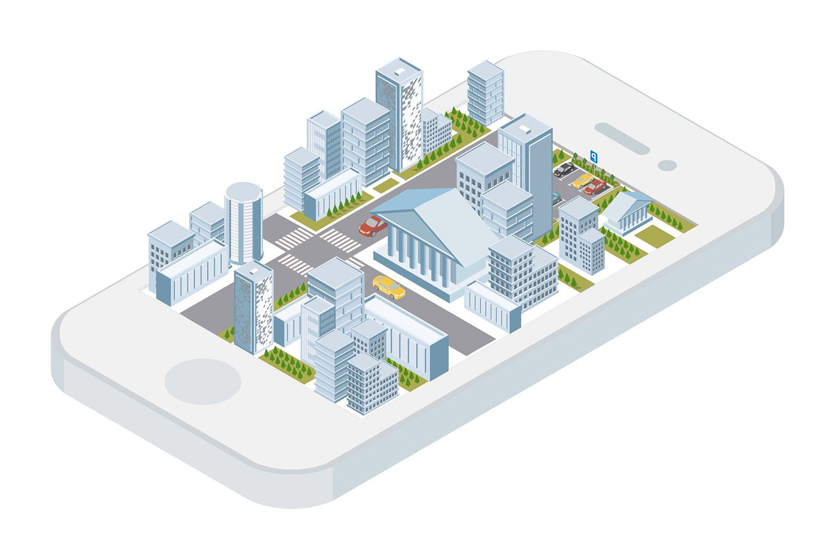 flat isometric city set, an Object Graphic by Mary P (Photo 3 of 4)