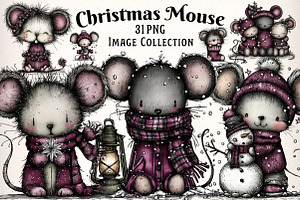 Whimsical Christmas Mouse Clipart, an Illustration by Dream Creation