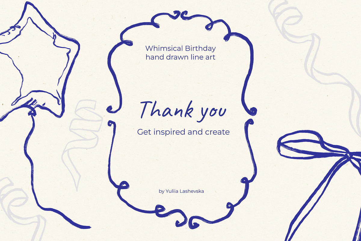 Whimsical Birthday line art, a Decorative Illustration by Yuliia Lashevska (Photo 11 of 11)