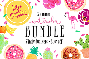 Mega Summer Watercolor Bundle