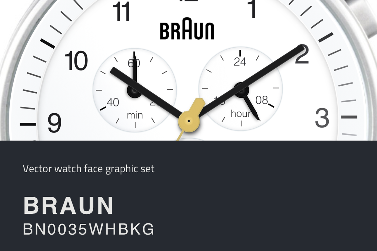 Watch face vector drawing- BRAUN, an Object Graphic by Iamjaydesign (Photo 1 of 6)