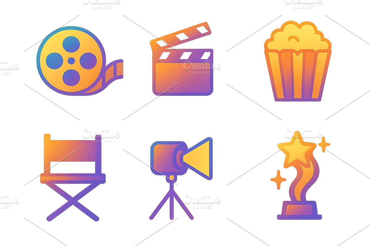 Colorful movie icons representing, an Illustration by ZinetroN