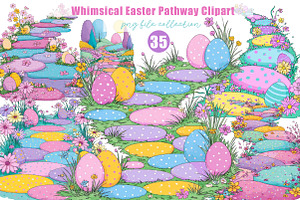 Whimsical Easter Pathway Clipart, an Illustration by Dream Creation
