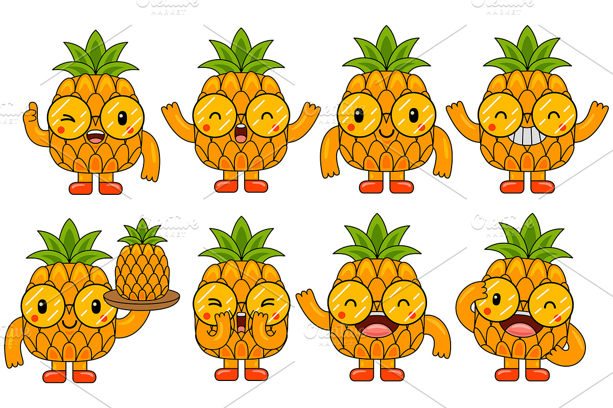 Pineapple Mascot Vector Pack, an Illustration by MEDZ (Photo 1 of 5)