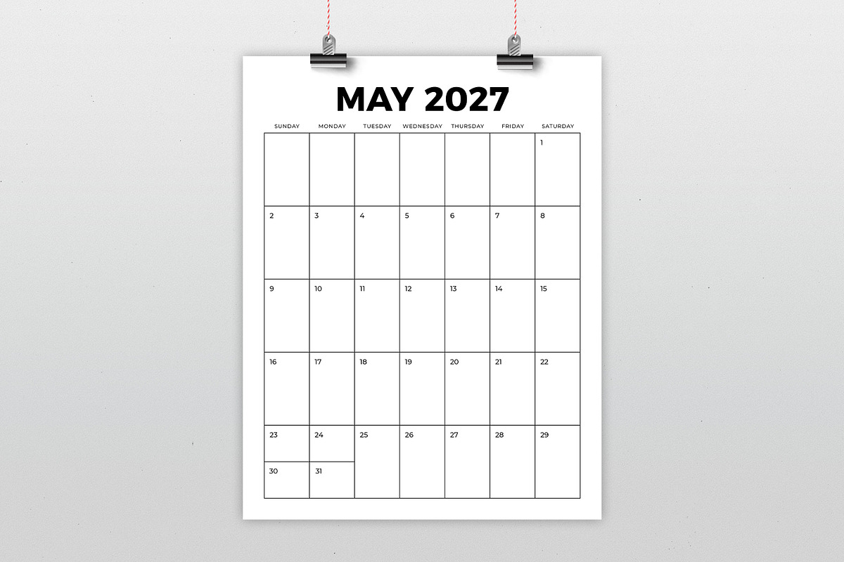 2027 Vertical 8.5x11 Inch Calendar, a Stationery Template by Running With Foxes (Photo 3 of 5)