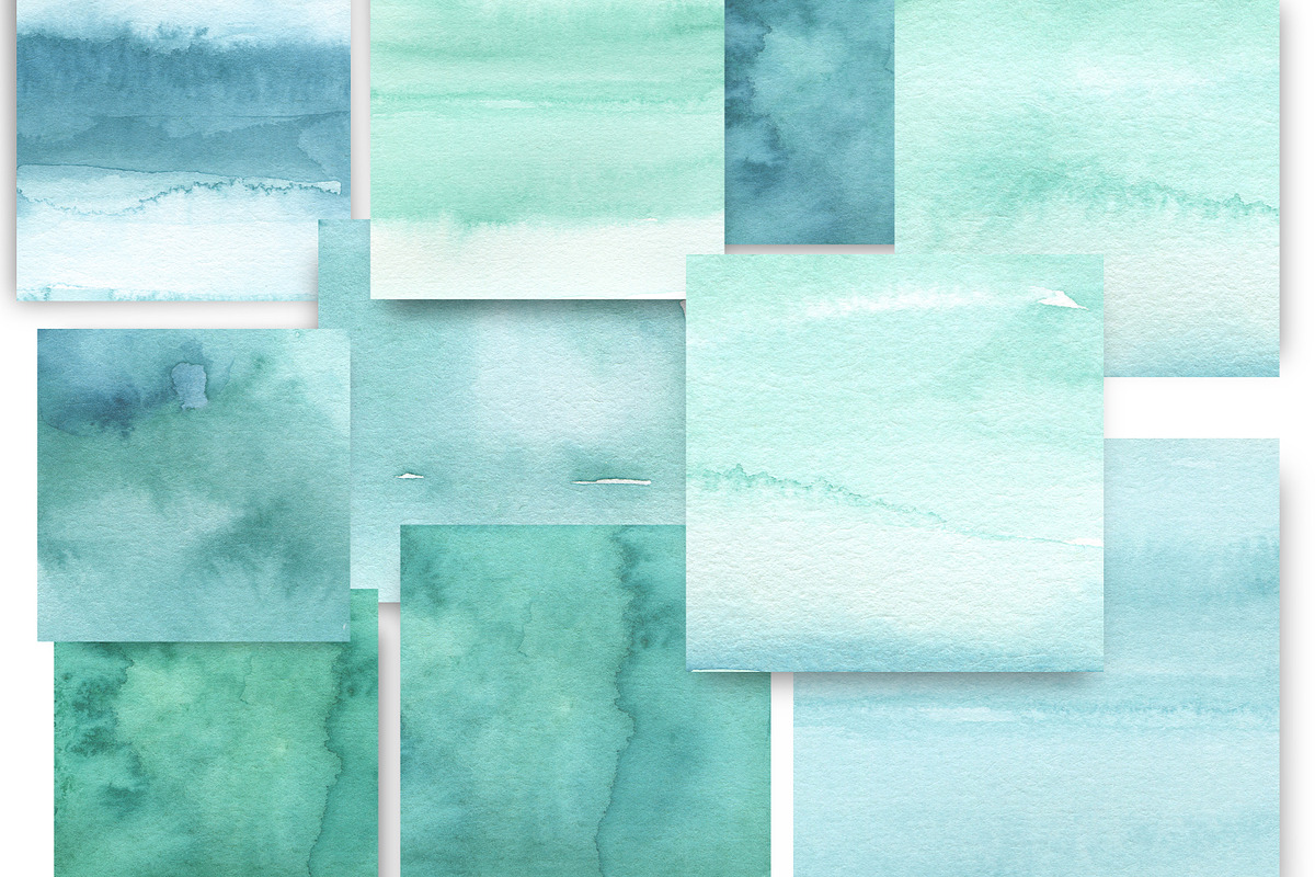 Mint Watercolor Paper Backgrounds, a Texture Graphic by Naty Art (Photo 6 of 9)