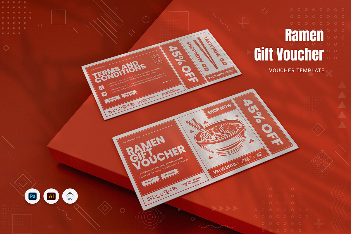 Ramen Gift Voucher, a Print Template by Fannan Studio
