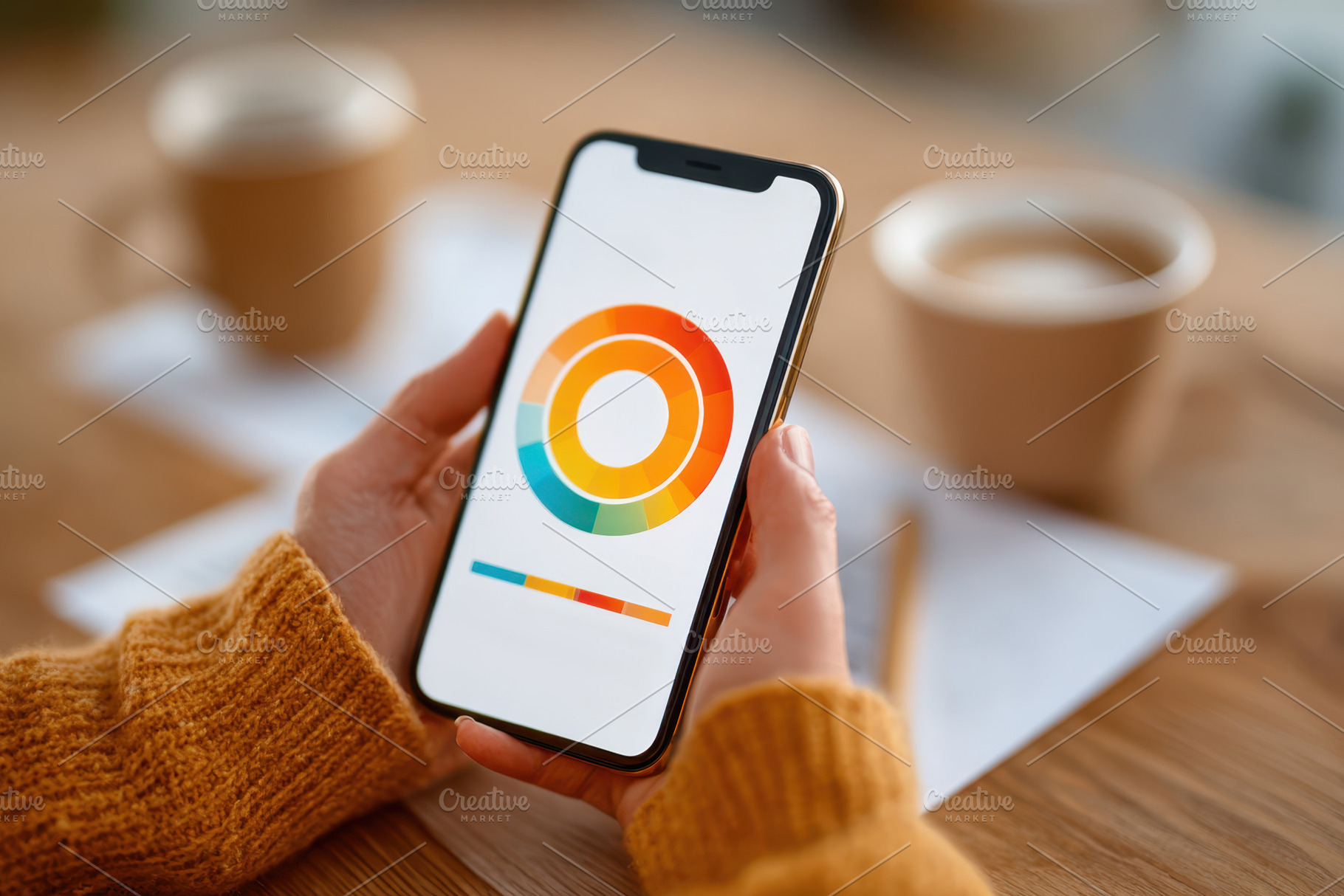 Colorful smartphone graphic in cozy setting, a Technology Photo by AlyaAnd