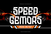 Speed Gemors - Racing Car Font, a Sans Serif Font by Iqsiart Studio (Thumbnail 1 of 7)