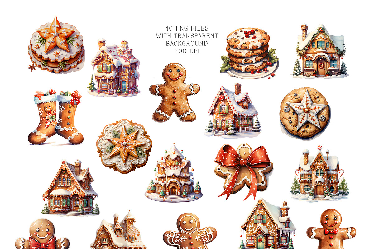 Christmas Gingerbread Clipart, a Food Illustration by Vasmila (Photo 3 of 6)