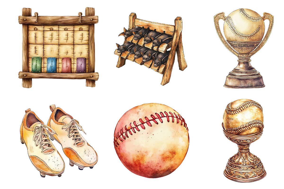 Vintage Softball Clipart, a Seasonal Illustration by DreamArtGraphic (Photo 4 of 4)
