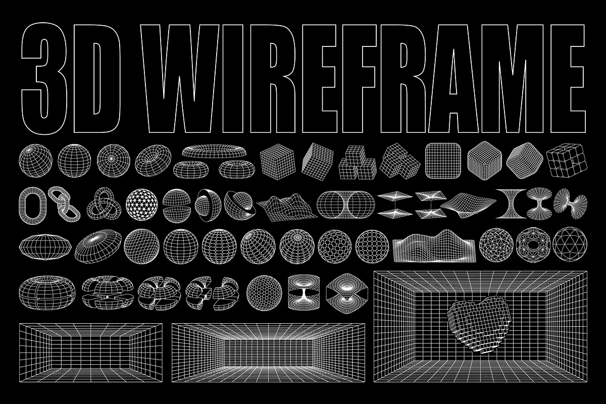 3D WIREFRAME SHAPE VECTOR SET, an Object Graphic by BonkiStudio