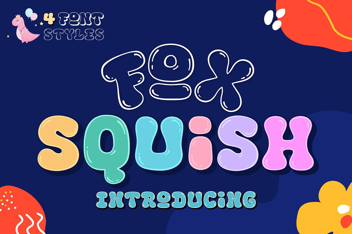 Fox Squish: 4 Font Styles, a Symbol Font by Fox7 By Rattana (Photo 1 of 14)