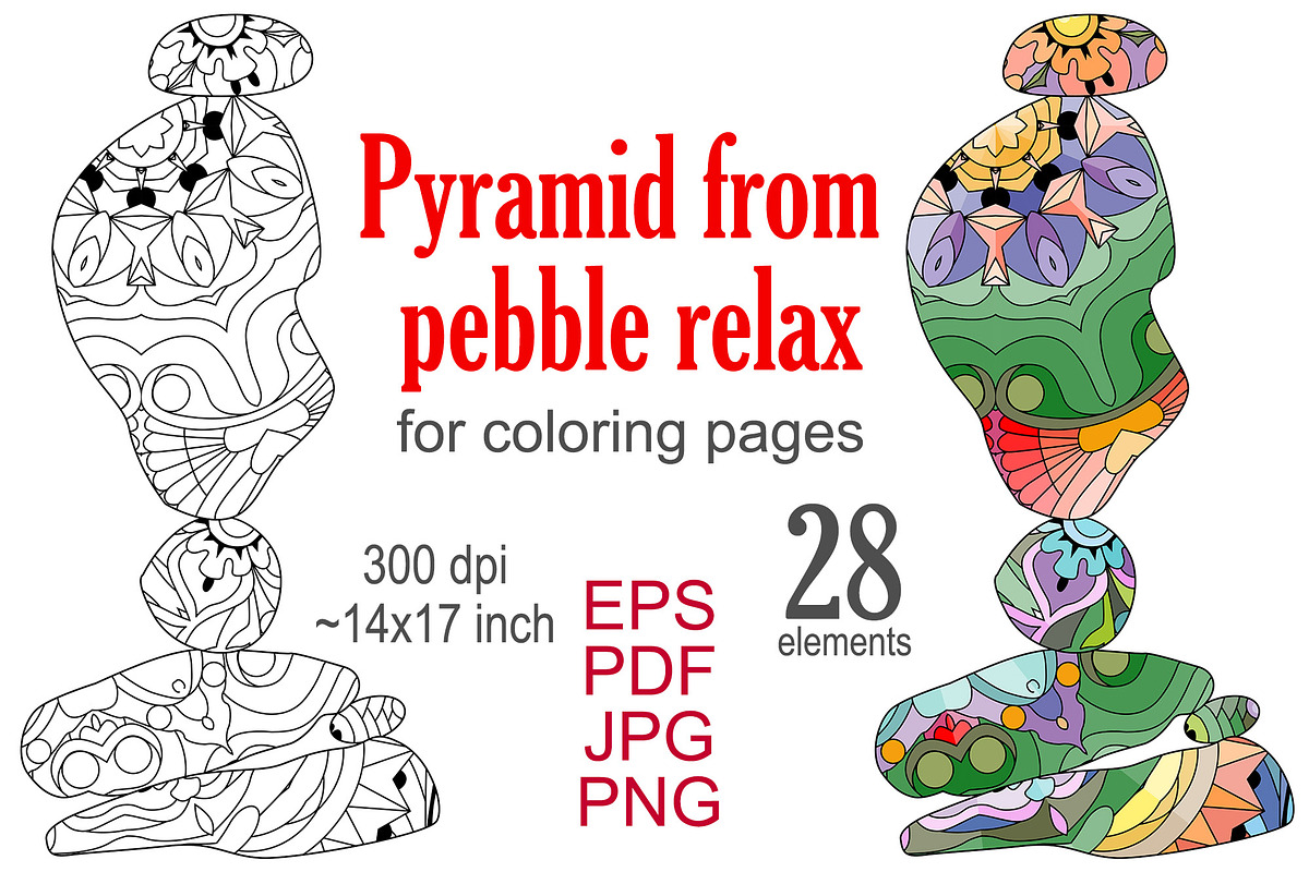 Sea stone pyramids for coloring, an Object Illustration by Watercolor fantasy (Photo 1 of 8)