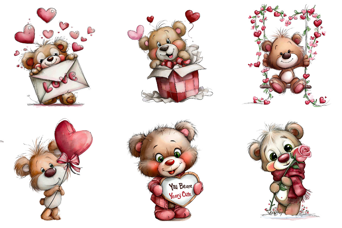 Whimsical Valentine Teddy Bear, an Illustration by DreamArtGraphic (Photo 2 of 4)