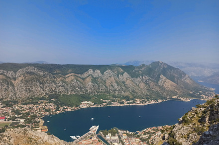 View from above on Kotor bay with se, a Nature Photo by Photo by YuraYaryna
