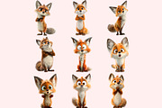Funny Fox Clipart PNG Bundle, a Graphic by M9 Design (Thumbnail 6 of 9)