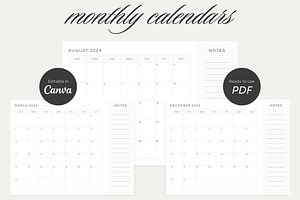 Minimalist Gray 2024 Calendars