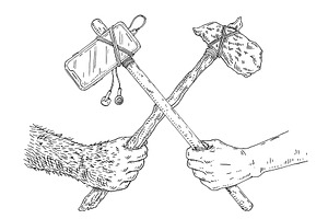 Hands holding stick with smartphone, a Person Illustration by MoreVector