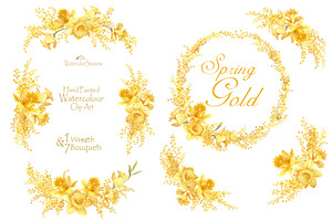 Spring Yellow Bouquets Clipart