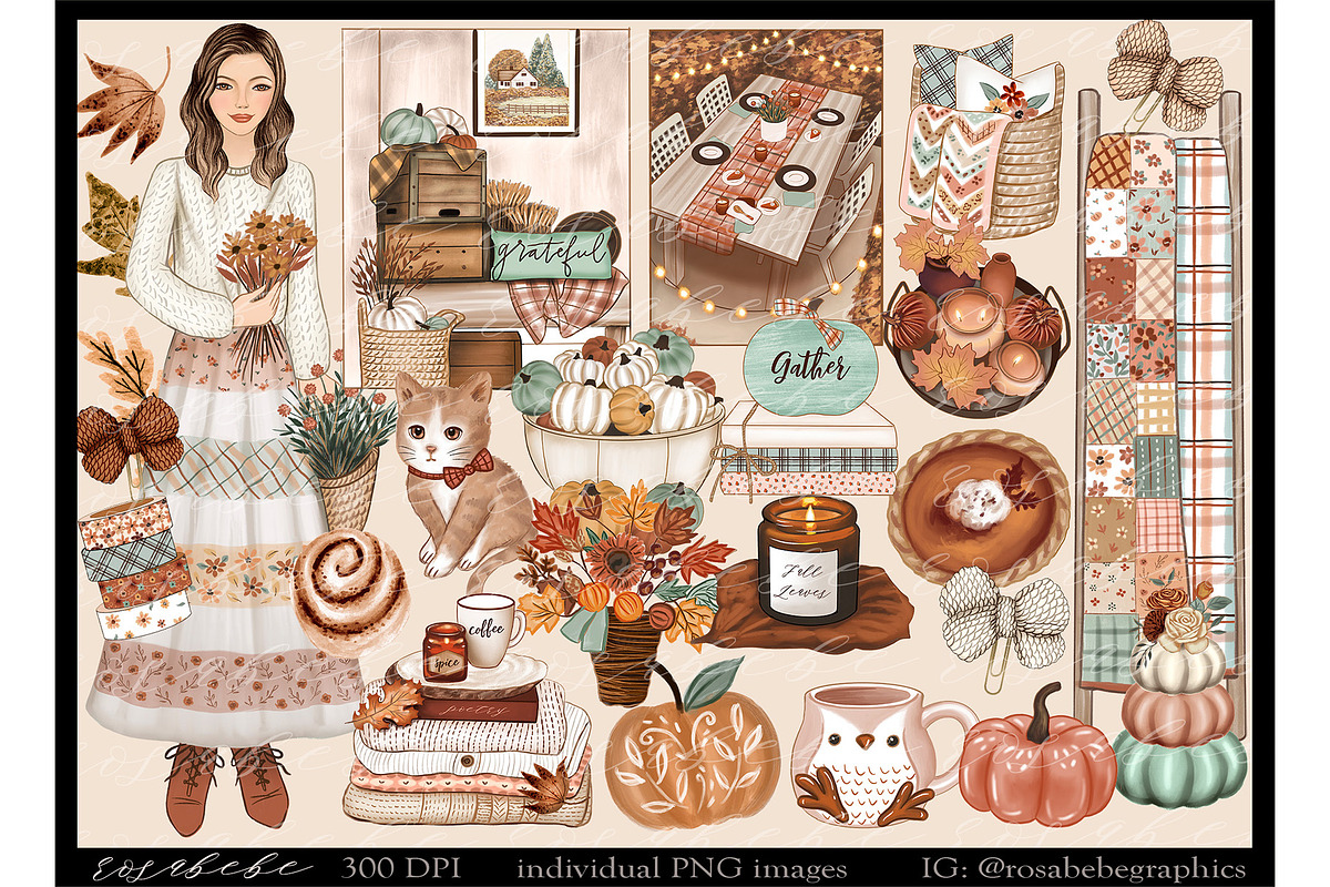 Thanksgiving clipart, an Illustration by Rosabebe