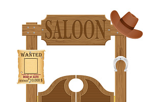 Western Set Icons Wild West Vector