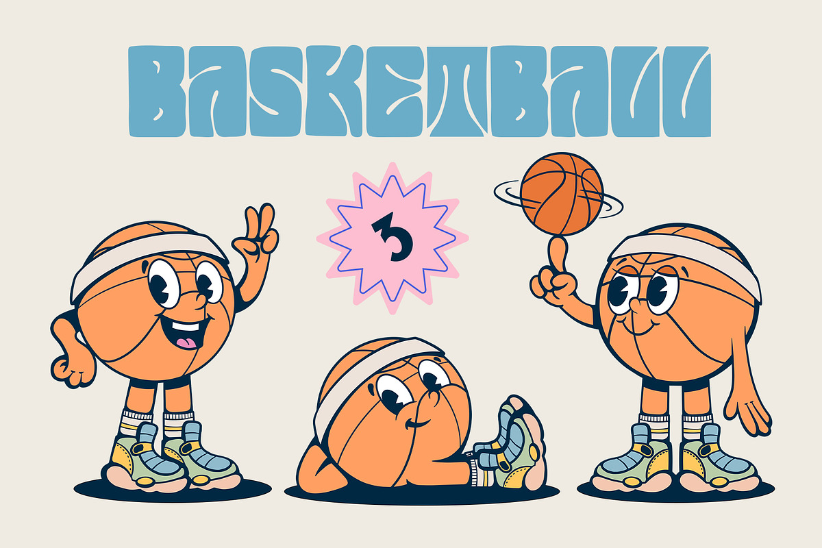 Sport Balls Retro Characters, a Sport Illustration by Alina Sh (Photo 2 of 11)