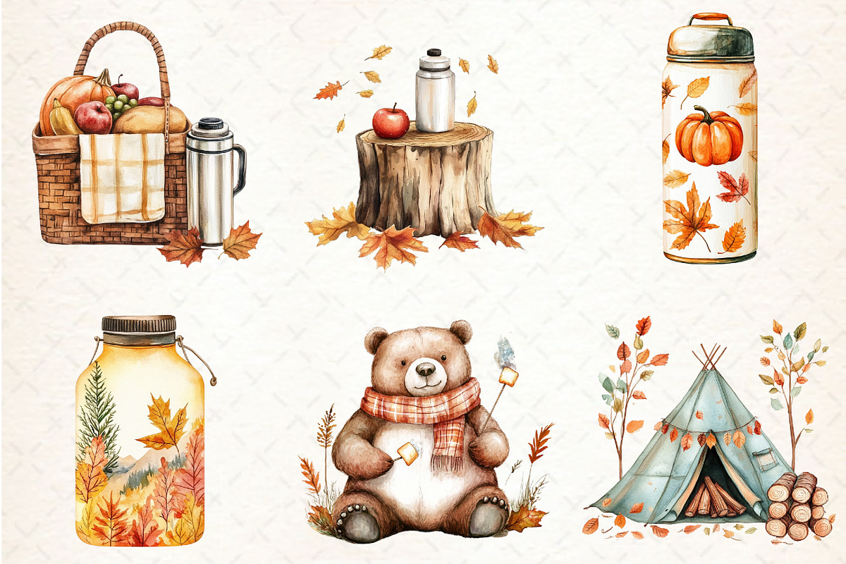 Autumn Camping Trip Clipart, an Illustration by Libby Wishes (Photo 6 of 7)