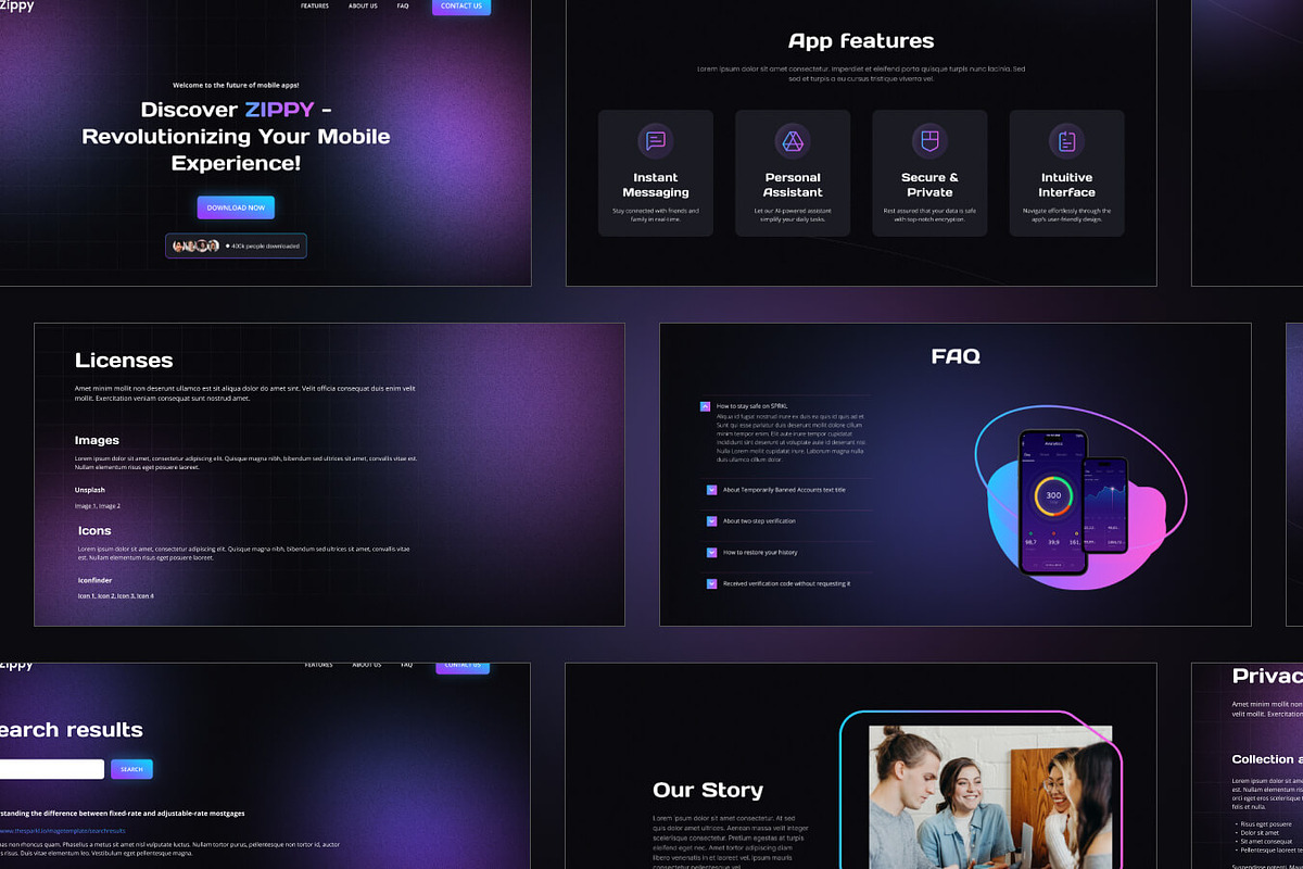 Zippy - App Website Template, a Landing Page Template by EGO Creative Innovations (Photo 2 of 6)